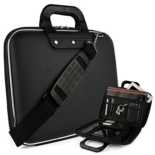 Cady Messenger Cube Jet Black Ultra Durable Tactical Leatherette Bag Case fits Microsoft Surface 3, Pro 3, Surface Pro 4 12" Windows Tablet