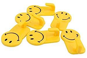 Royals Plastic Self-Adhesive Smiley Face Hooks, 1 Kg Load Capacity, 12 Piece Set