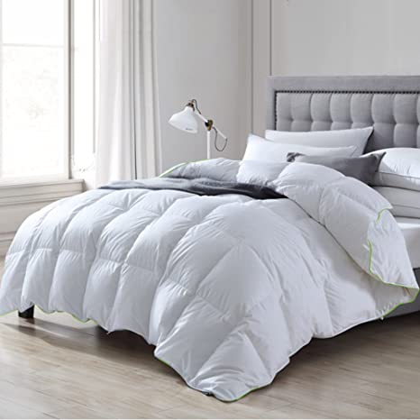 KASENTEX White Down Comforter King Size with Corner Tabs, All Season Baffle Box Design Duvet Insert, Ultra Soft Modal-Blend Shell, Fluffy 750 Fill Power, Light Weight Bedding( 104*90", White)