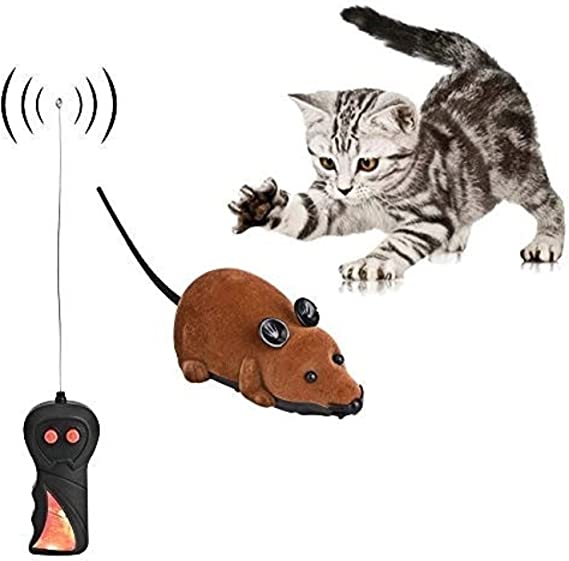 RC Wireless Rat Toy, Remote Control Cat Toys Fak Mouse for Cat Dog Funny Rat Novelty Gift Pet Toy Wide Signal Range Ups to 7.5M Indoor Outdoor Controlling