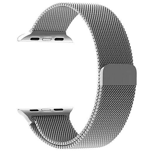 Apple Watch Band, with Unique Magnet Lock, JETech 38mm Stainless Steel Bracelet Strap Band for Apple Watch 38mm All Models No Buckle Needed (Silver) - 2117