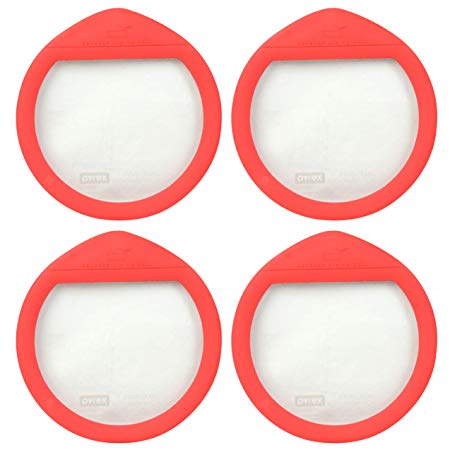 Pyrex Ultimate OV-7402 Red 7 Cup Round Glass Storage Lid - 4 Pack