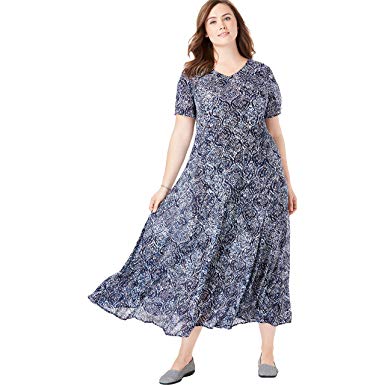 Woman Within Women's Plus Size Crinkle Dress