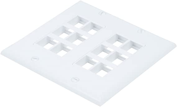 Monoprice 106837 2-Gang Wall Plate for Keystone 12 Hole - White