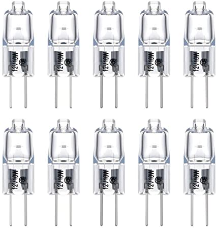 Vicloon G4 Halogen Light Bulbs, 10 Pcs G4 Halogen-Pin-Base-Lamp 10W 12V Warm White Clear Capsule Lamp