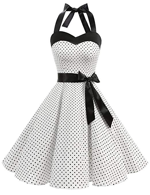 DRESSTELLS Vintage 1950s Rockabilly Polka Dots Audrey Dress Retro Cocktail Dress