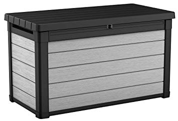 Keter 240302 Denali 100 Gal All Weather Outdoor Storage Deck Box, Grey/Black