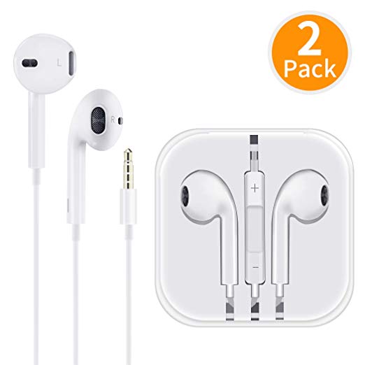 Aux Headphones/Earphones/Earbuds 3.5mm Wired Headphones Noise Isolating Earphones with Built-in Microphone & Volume Control Compatible with iPhone 6 SE 5S 4 iPod iPad Samsung/Android MP3