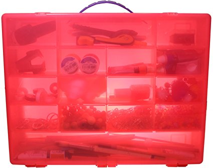 Pink Craft Storage & Carrying Case, Pink Plastic Multiple-Compartment Organizer for Beads, Brushes, Buttons, Sewing Notions & More!