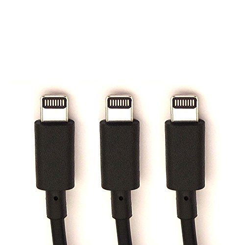 PortaPow Data Block 20AWG Lightning USB Cable 3 Pack (2x 5ft   1x 1ft)