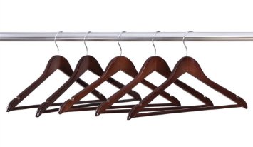 Hangers, PYRUS Solid Wood Clothes Hangers Non-slip Design with Hanging Bar for Coat Suit Jacket Shirt Pants(Set of 5)