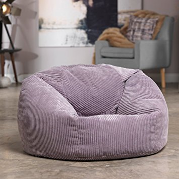 Luxury Jumbo Cord Bean Bag Snuggle Chair – Giant Luxury Beanbag Lounger Seat in Plush Retro Corduroy Fabric – Extra Large Bean Bags (Purple Heather)