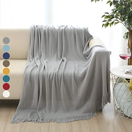 ALPHA HOME Soft Throw Blanket Warm & Cozy for Couch Sofa Bed Beach Travel - 50" x 60", Gray