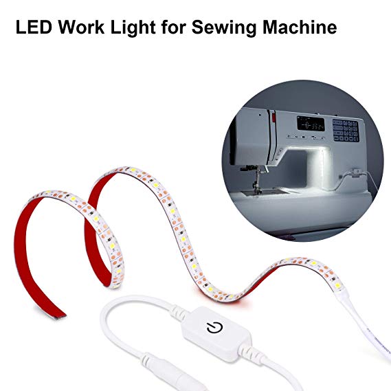 Sewing Machine Light Strip, Maylit 0.5M/19.7inch LED Strip Lights 30 LEDs Sewing Work Light kit, LED Light Strip Daylight 6000k with Touch dimmer and USB Power, Led Lights Fits All Sewing Machines