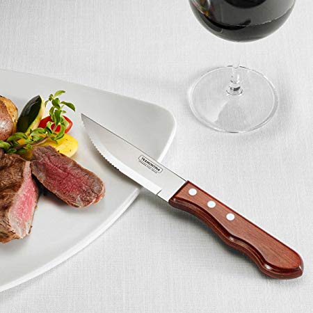 Tramontina ProLine 8-piece Serrated Stainless Steel Edge Porterhouse Steak Knife Set in Riveted Plywood Handles