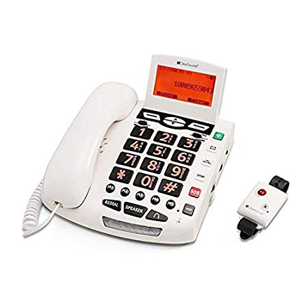 ClearSounds CSC600ER Ultraclear Amplifying Emergency Connect Speakerphone with Wireless Pendant - White