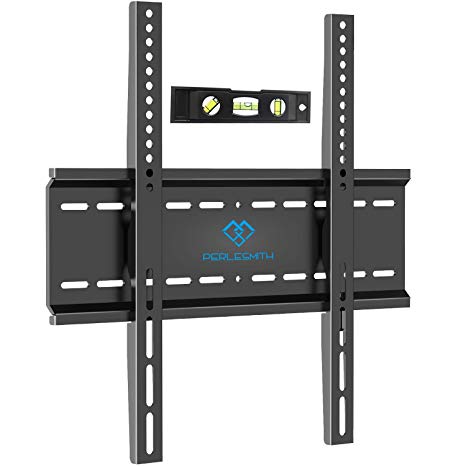 PERLESMITH Fixed TV Wall Mount Bracket with Low Profile Design for Most 26-47 Inch LED, LCD, OLED, Plasma Flat Screen TVs - Ultra Slim Fix Mounting Bracket with Max VESA 400x400mm Weight up to 115lbs