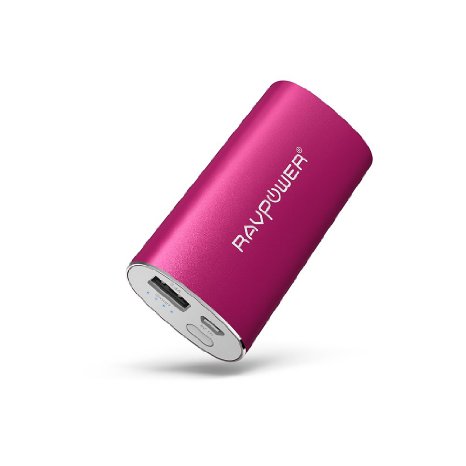 Portable Charger RAVPower 6700mAh 24A Output and 2A Input External Battery Pack iSmart Technology for Smartphones Tablets and more - Pink