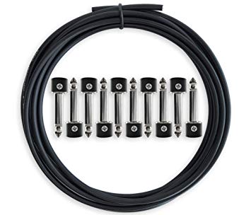 The Solderless Pedalboard Cable Kit - No Cable Stripping Required, 10ft Cable & 10 Connectors Make 5 Patch Cables for Guitar Effects Pedals & Pedal Board