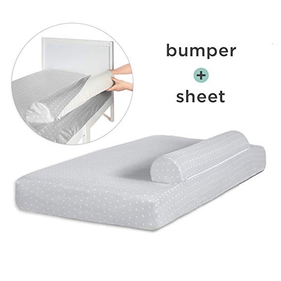 Milliard Bed Bumper (with Attached Sheet) for Toddler Bed, Foam Safety Rail Guard with Washable Sheet; Bed Rail for Toddlers and Kids (Bumper with Sheet)