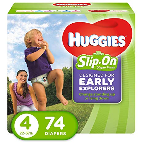 Huggies Little Movers, Slip on Diapers, Size 4, 74 count