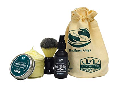 Lemongrass & Eucalyptus Shaving Kit Set For Men - Includes Shaving Butter, Pre-Shave Oil, Shaving Brush, Shaving Kit For Sensitive Skin - Gift For Him (Lemongrass & Eucalyptus)