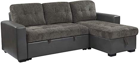 Homelegance Fabric Reversible Chaise Sofa, Gray