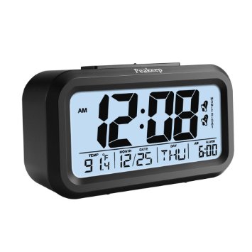 Peakeep Digital Dual Alarm Clock with Snooze and Nightlight, Battery Operated for Travel