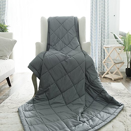 Weighted Blanket for Adults by Buzio (15 lbs for 100-150 lbs Persons), Perfect for Relaxation, Fall Asleep Faster and Better, Reduce Stress and Anxiety, Autism, ADHD, OCD (60 x 80 Inches, Dark Grey)
