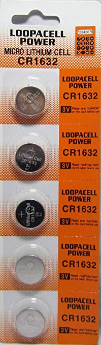 5 Pcs Loopacell Lithium Coin Battery 3v Keyless Entry and Remote Controls CR1632