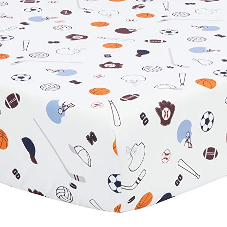 TILLYOU Microfiber Sports Crib Sheet, Silky Soft Printed Toddler Sheets for Baby Boys and Girls, Lovely Breathable Cozy Hypoallergenic, 28 x 52in