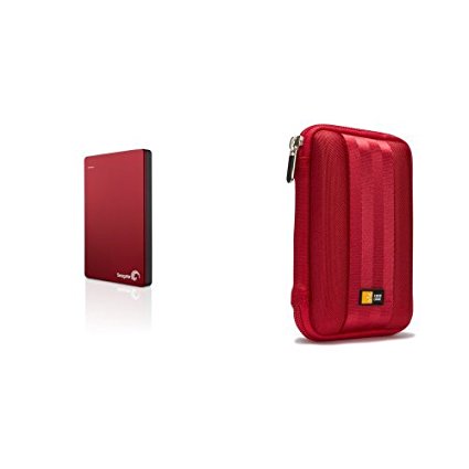 Seagate Backup Plus Slim 2TB Portable Red and Caselogic HDD  Case