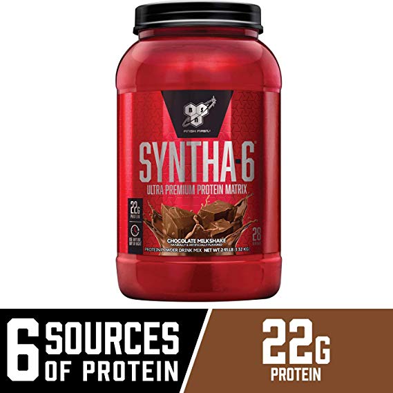 BSN SYNTHA-6 Whey Protein Powder, Micellar Casein, Milk Protein Isolate Powder, Chocolate Milkshake, 28 Servings (Package May Vary)