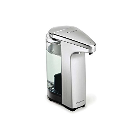 simplehuman compact touch-free sensor soap pump, automatic liquid dispenser, brushed nickel, 2 year guarantee