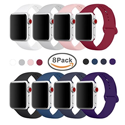 Band for Apple Watch Series 3 38mm 42mm, Yimzen Soft Silicone Replacement Sport Band iWatch Strap for Apple Watch Series 3 Series 2 Series 1, S/M M/L Size