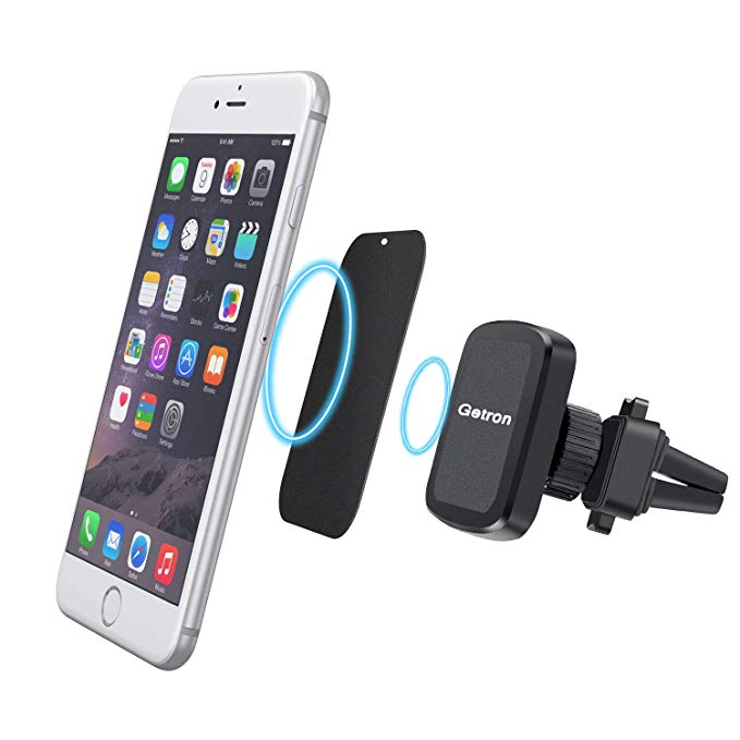 Car Mount Holder, Getron Air Vent Magnetic Universal Car Cell Phone Mount Cradle Stand for Smartphones Including iPhone 7 Plus 6S 6 SE Galaxy S8 S7 Edge Note 5 4 LG G5 G4 Nexus 5X 6P More - Black