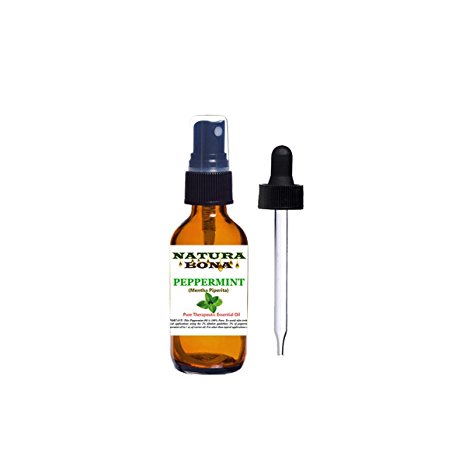 Peppermint Essential Oil Repellent. 100% Pure Organic Peppermint Oil Spray. Use to Repel Ants, Mice, Spiders, Lice. Ideal Air Freshener, Cleaner, Germ Control, Headaches. (1oz Sprayer/Dropper Bottle