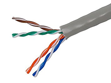 Monoprice 100877 1000-Feet 24AWG Cat5e 350MHz UTP Solid Riser Rated (CMR) Bulk Ethernet Bare Copper Cable, Gray (100877)