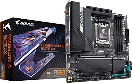 GIGABYTE B650M AORUS Elite AX (AM5/ LGA 1718/ AMD B650/ Micro-ATX/ 5-Year Warranty/ DDR5/ 2* M.2/ PCIe 5.0/ USB 3.2 Gen2X2 Type-C/Intel 2.5GbE LAN/Q-Flash Plus/EZ-Latch/Gaming Motherboard)