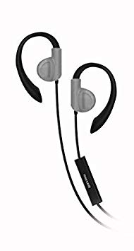 Maxell 199635 Ergonomically-Shaped Ear Hook Stable and Comfortable Fitness Earhook Headphones with Microphone - Silver