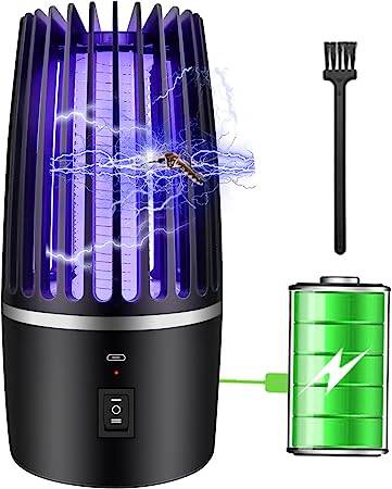 Lampe Anti Moustique, Lampe électrique Anti Insectes 4000mAh Rechargeable USB Piège à Mouche Insectes 360 ° UV Électrique Anti Moustique Veilleuse Intérieur Extérieur Veilleuse Puissant Attrayant