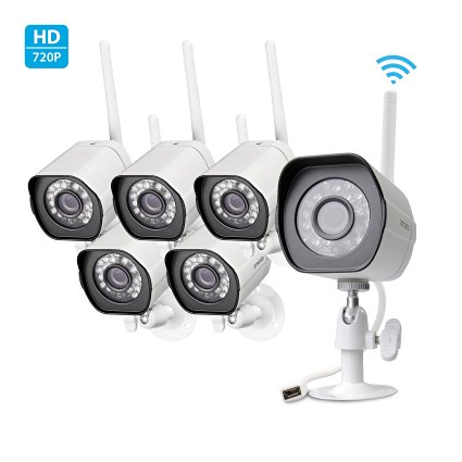 Zmodo Smart Wireless Security Cameras- 6 HD Indoor/Outdoor WiFi IP Cameras with Night Vision Easy Remote Access