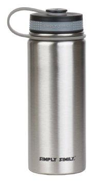 Simply Simily Camping Water Bottle - BPA Free - Built in Premium Stainless Steel with Wide Mouth Opening - Double Walled Vacuum Insulated, 18 Oz
