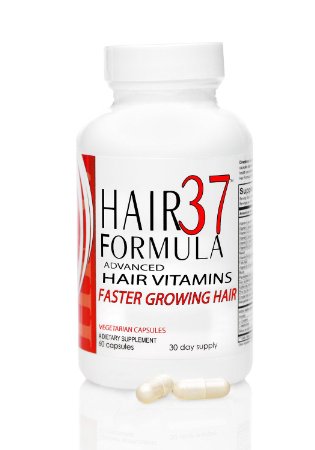 Hair Formula 37 Advanced Hair Vitamins with Best Biotin Dose (1 month supply) Hair Supplements for Fast Hair Growth Hair Loss Thinning