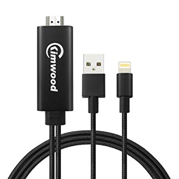 Lightning to HDMI Cable, Kimwood Black Braided iPhone to HDMI Adapter with 1080P Resolution for iPhone iPad iPod to TV/Projector/Monitor(Plug and play)