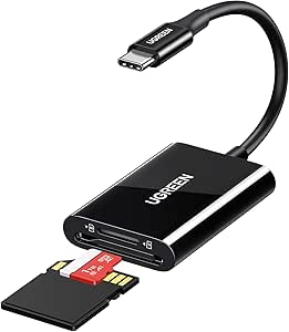 UGREEN USB C Lecteur de Carte SD Micro SD Adaptateur de Carte Mémoire Externe 5Gbps Super Vitesse Simultané à Lire et Écrire Compatible avec MacBook Pro Air iPhone 15 Pro Max iPad Galaxy S24 Noir