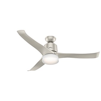 Hunter Fan Company 59376 Hunter Symphony Ceiling Fan with Light with Integrated Control System-Handheld Handfield Wi-Fi Enabled Home Kit Compatible, 54", Matte Nickel