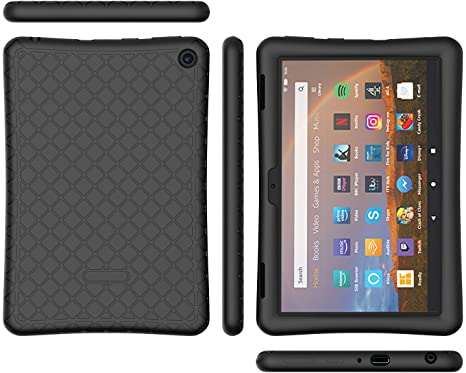 Bear Motion Silicone Case for All-New Fire HD 8 2020 - Anti Slip Shockproof Light Weight Kids Friendly Protective Case for All-New Fire HD 8 / HD 8 Plus 2020 (All-New Fire HD 8 2020, Black)