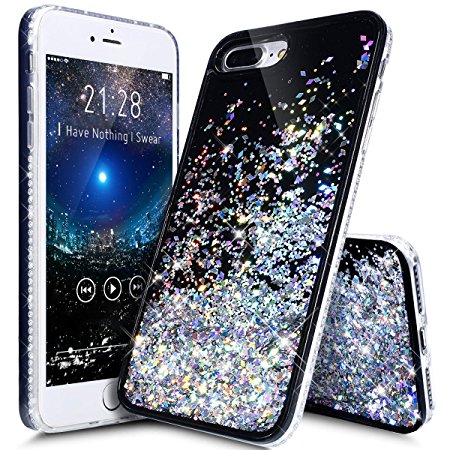 iPhone 7 Plus Case,ikasus Fashion Creative Design Flowing Liquid Floating Quicksand Bling Glitter Sparkle [TPU PC] Rhinestone Diamond Bumper Glitter Sparkle Bling Case Cover for iPhone 7 Plus 5.5",E