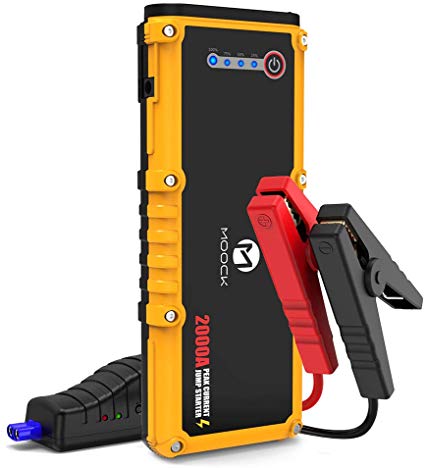 MOOCK 2000A Peak 12V Portable Car Jump Starter(up to 10L Gas or 7L Diesel Engine) Auto Battery Booster Power Pack with USB Quick Charge 3.0, Type-C Port, Built-in LED Light